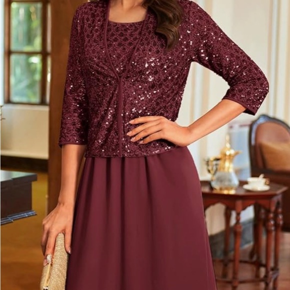 Grace Karin Dresses & Skirts - Elegant Burgundy Sequin Skirt